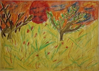 Jean-David Gonnet, Le champ jaune, pastel, 44 x 57, 1999