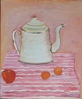 Jean-David Gonnet, Bouilloire orange, acrylique sur toile, 58 x 47, 2004