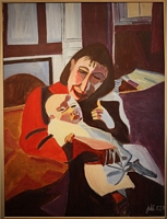 Jean-David Gonnet, Leila et Grégoire (Picasso), acrylique sur toile, 114 x 80, 2008