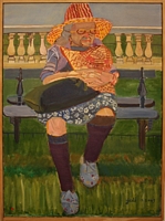 Jean-David Gonnet, Dame au chapeau (étude), acrylique sur toile, 73 x 54, 2009