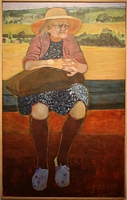 Jean-David Gonnet, Dame au chapeau, acrylique sur toile, 116 x 73, 2010
