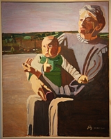 Jean-David Gonnet, Mady et Gregoire (étude), acrylique sur toile, 92 x 73, 2011