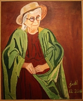Jean-David Gonnet, Dame au manteau vert, acrylique sur toile, 73 x 60, 2011