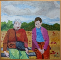 Jean-David Gonnet, Cloclo et son amie, acrylique sur toile, 60 x 60, 2014