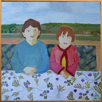 Jean-David Gonnet, Grégoire et Roxane, acrylique sur toile, 60 x 60, 2013