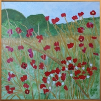 Jean-David Gonnet, Coquelicots un, acrylique sur toile, 60 x 60, 2012