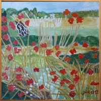 Jean-David Gonnet, Coquelicots deux, acrylique sur toile, 60 x 60, 2013