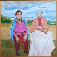 Jean-David Gonnet, Yvette et Marie-Jo, acrylique sur toile, 60 x 60, 2014
