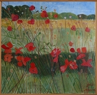 Jean-David Gonnet, Coquelicots cinq, acrylique sur toile, 60 x 60, 2015