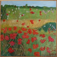 Jean-David Gonnet, Coquelicots six, acrylique sur toile, 60 x 60, 2015