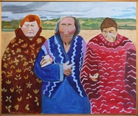Jean-David Gonnet, Les trois Sourires, acrylique sur toile, 65 x 54, 2015