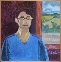 Jean-David Gonnet, Autoportrait, acrylique sur toile, 30 x 30, 2015