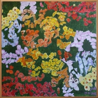 Jean-David Gonnet, Fonds fleurs, acrylique sur toile, 60 x 60, 2015