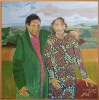 Jean-David Gonnet, Marie-Jo et Christiane, acrylique sur toile, 60 x 60, 2015